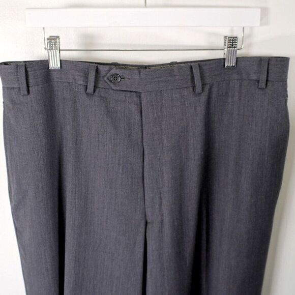 Calvin Klein Wool Gray 2 Button 2 Piece Suit 42L 36/32 High Rise Flat Front Part - Picture 2 of 16